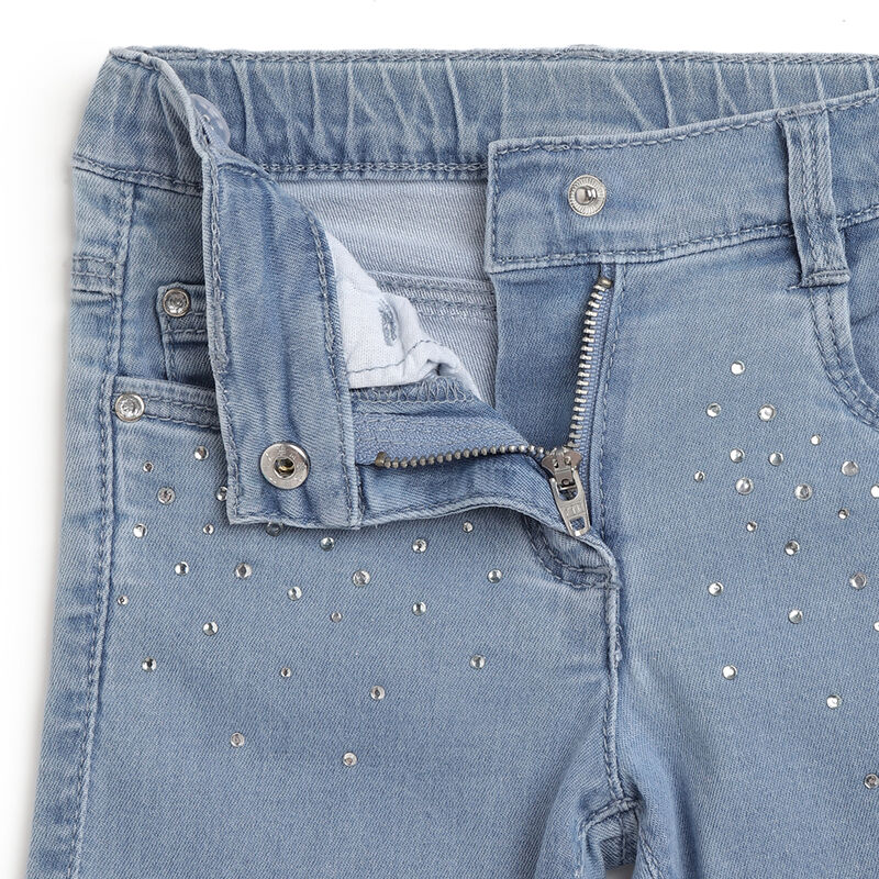 Girls Medium Light Blue Solid Jeans image number 3